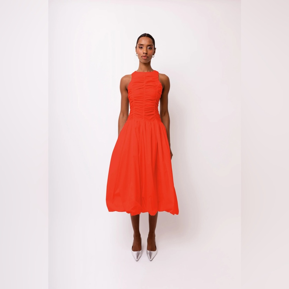 Amylynn Elodie A Line Ruched Top Sleeveless Midi Dress